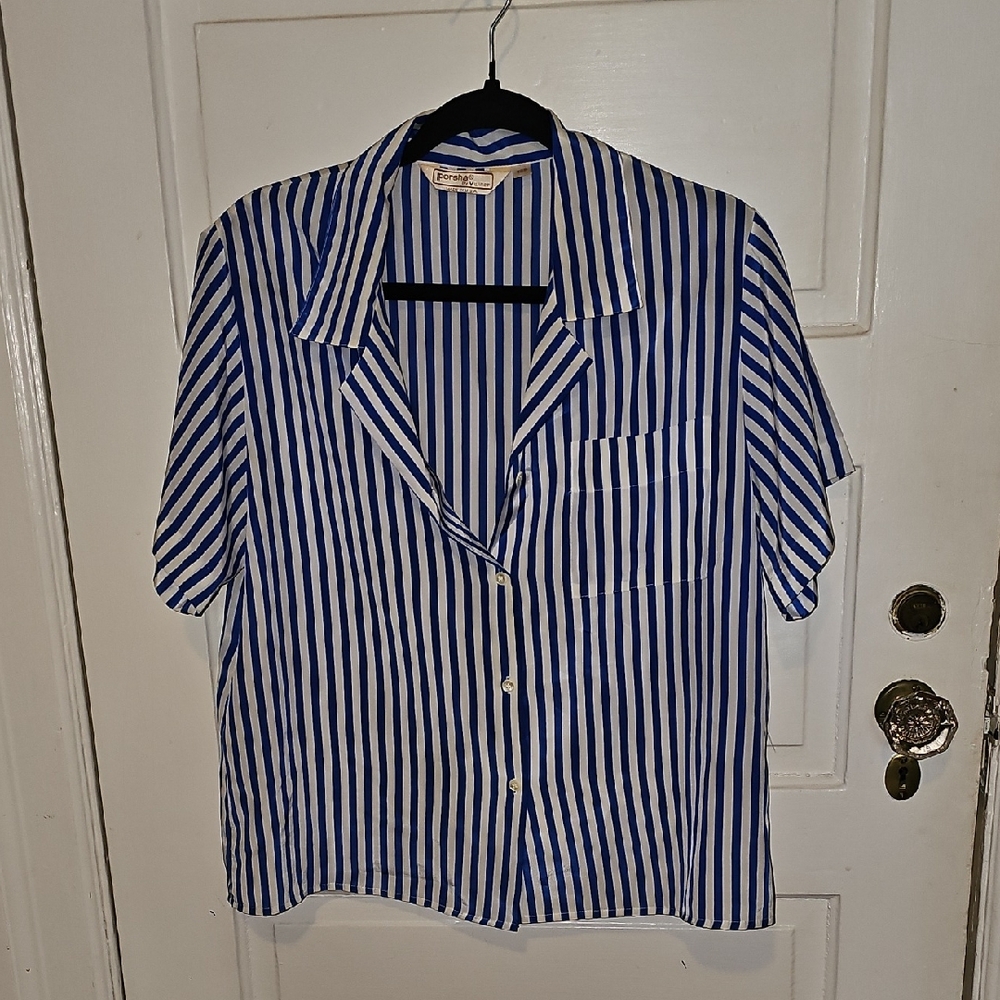 Blue and White Striped Button Down Shirt